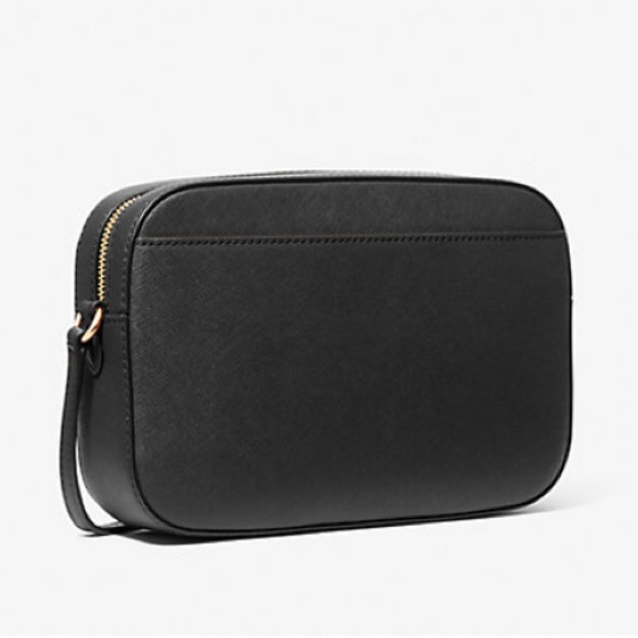 Michael Kors Jet Set Large Saffiano Leather Crossbody | Black/Gold | New - Picture 3 of 8